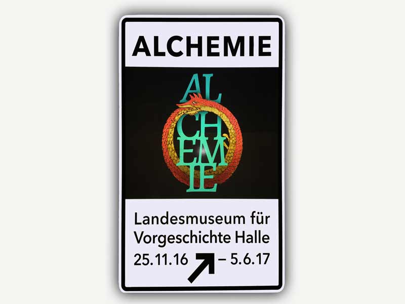 Autobahnschild Alchemie