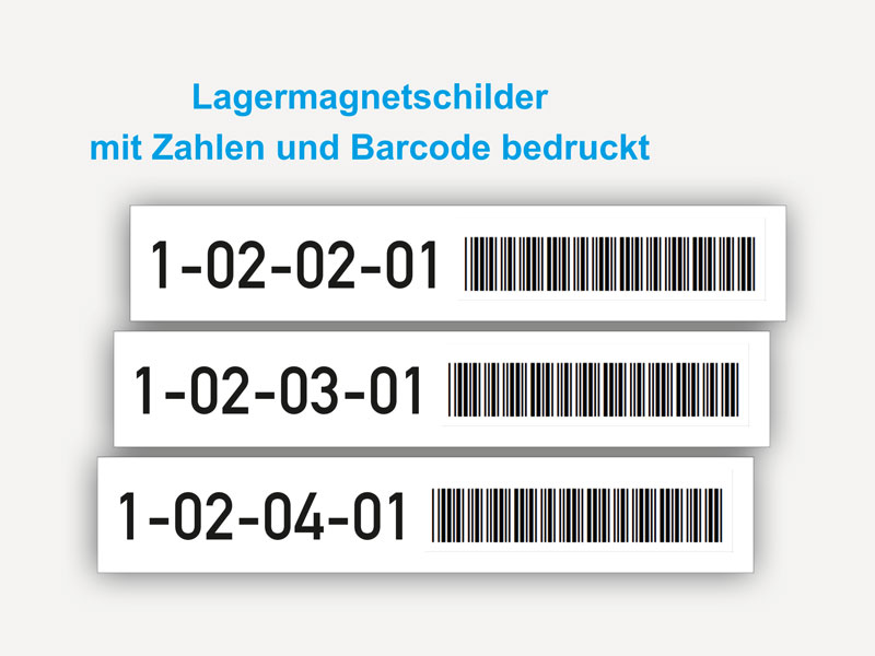 Lagermagnetschild mit Zahlen und Barcode
